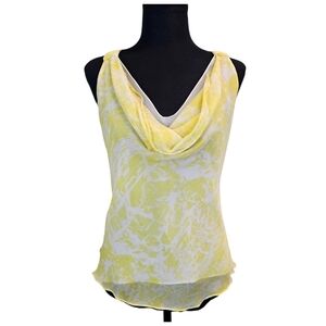 Mark & James By Badgley Mischka Silk Top Sz XS Yellow Sleeveless Zip Back Draped